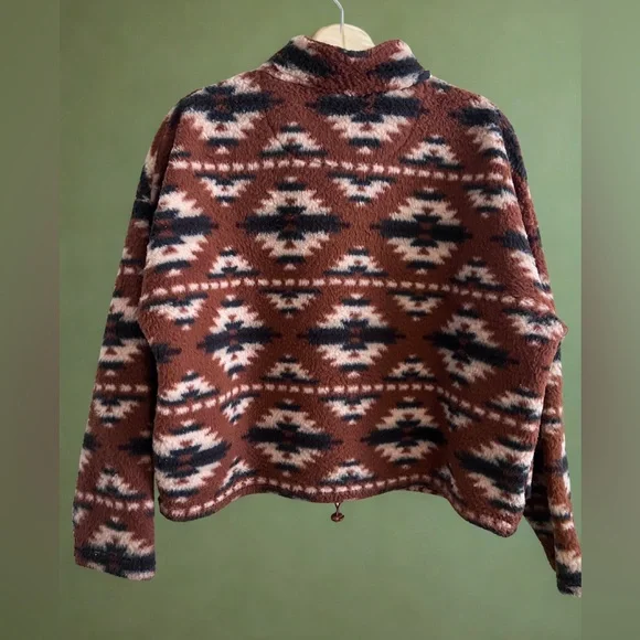 🦅 American Eagle Quarter Zip Fleece Crop Sweater - Picture 3 of 7